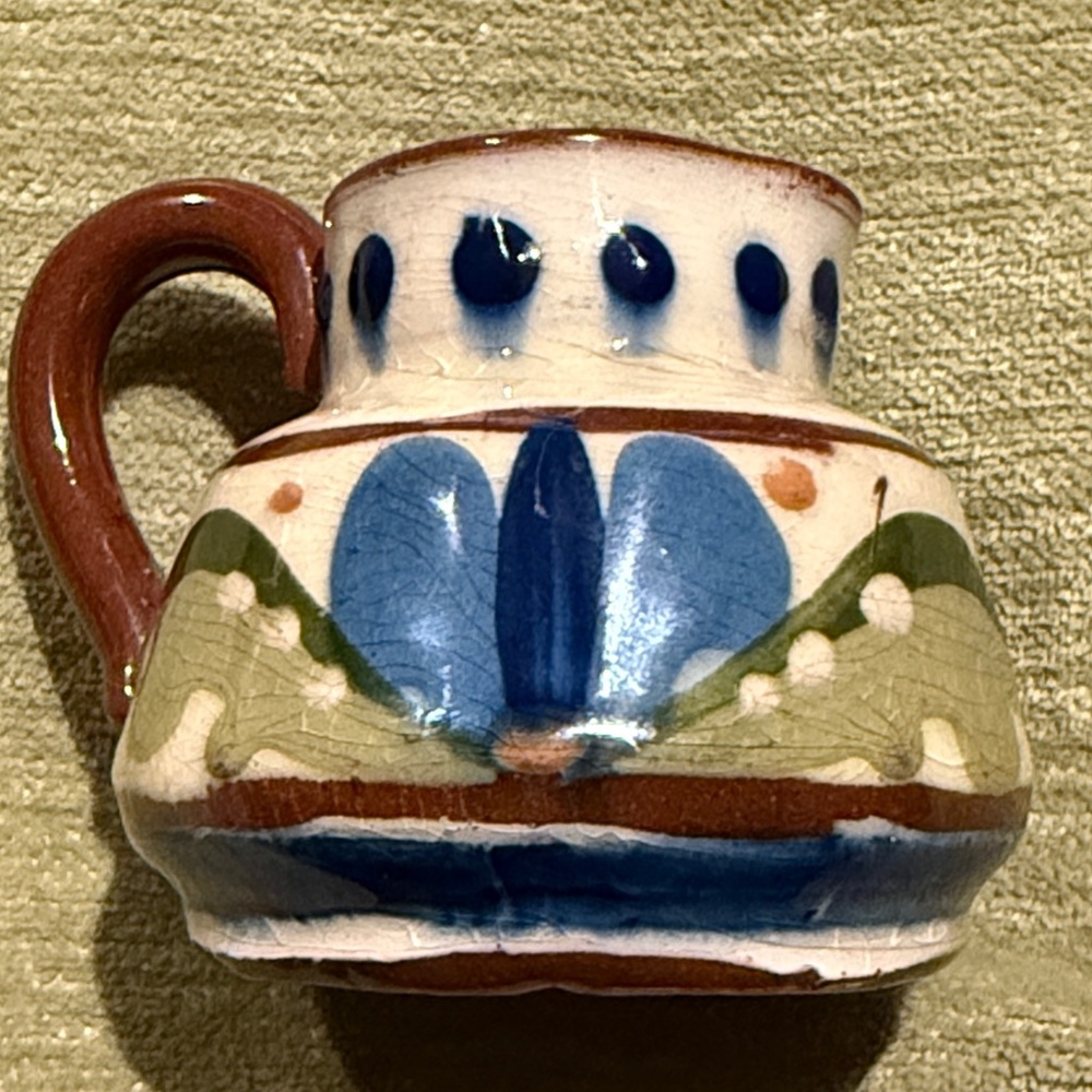 Vintage  Pottery Motto Ware Souvenir Devon England Scandy Pitcher Jug Watcombe?
